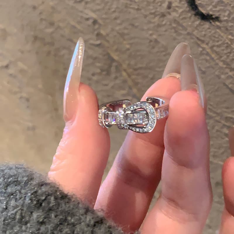18K chapeamento de ouro Real zircão ferradura fivela anel aberto luz luxo High-End índice dedo anel único estilo legal a