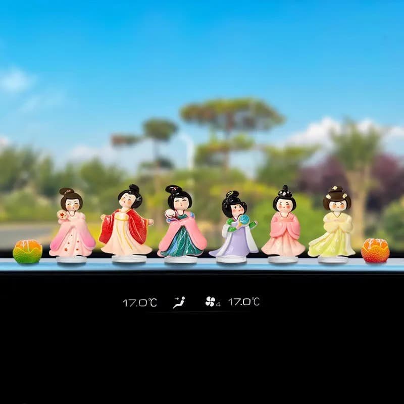 Adorável Estátua de Menina em Hanfu Estilo Chinês para Painel de Carro, Envio Rápido, Decoração de Interior de Veículo,