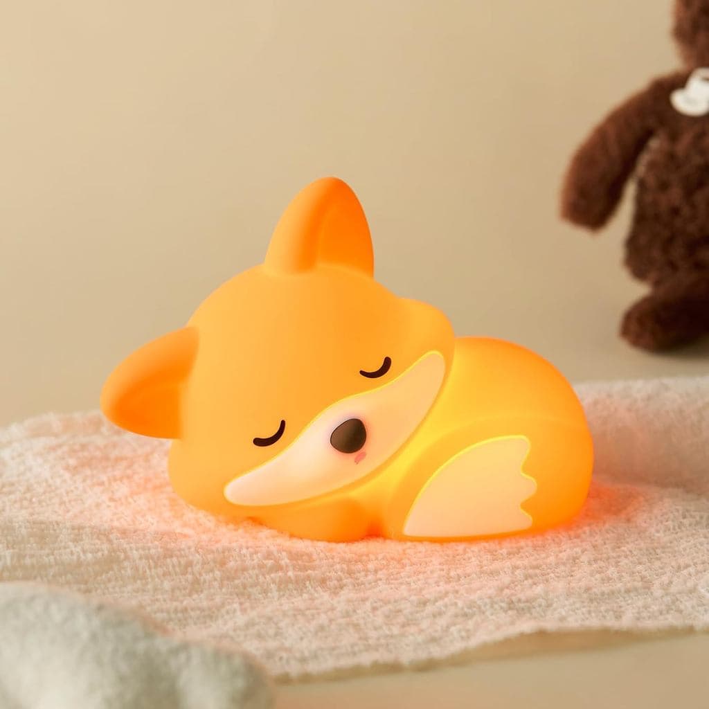 Luminária Noturna ATSUI Fox, Lâmpada LED Macia em Forma de Animal, Silicone de Grau Alimentício, 2 Níveis de Intensidade