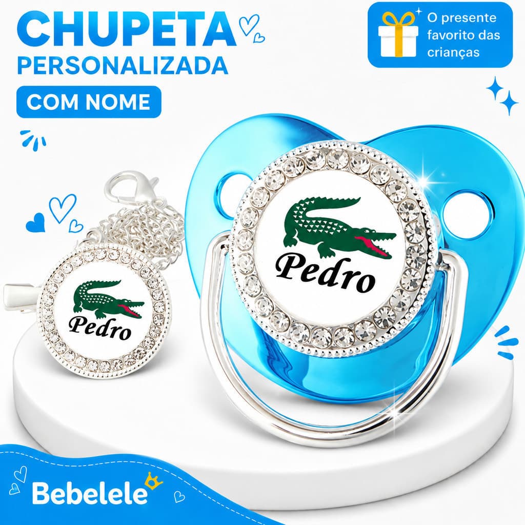 Chupeta Azul para Bebê, Personalizada com Nome/Foto do Menino, Inclui Prendedor de Chupeta &A20122 YQOW MIOV