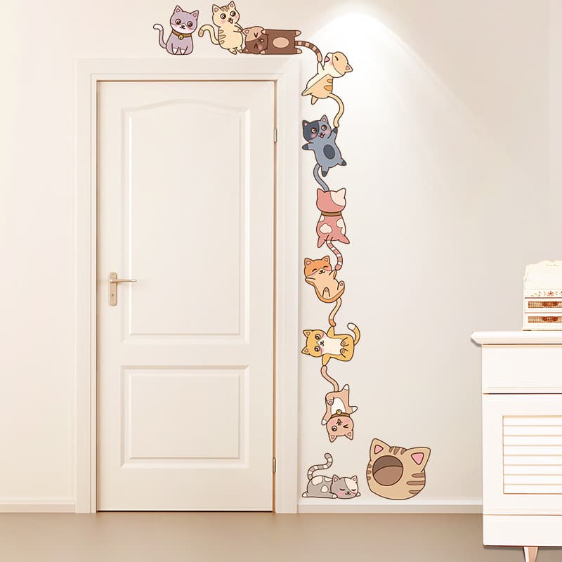 Ins adesivos decoração do quarto porta de parede gato bonito adesivos de parede crianças capa de parede feio pequenos pa