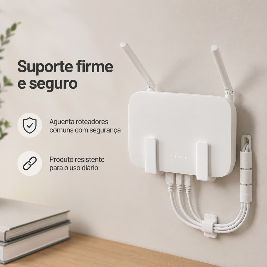 Suporte de Parede para Roteador Sem Furo Fita 3M Organizador WiFi Universal Suporte Branco