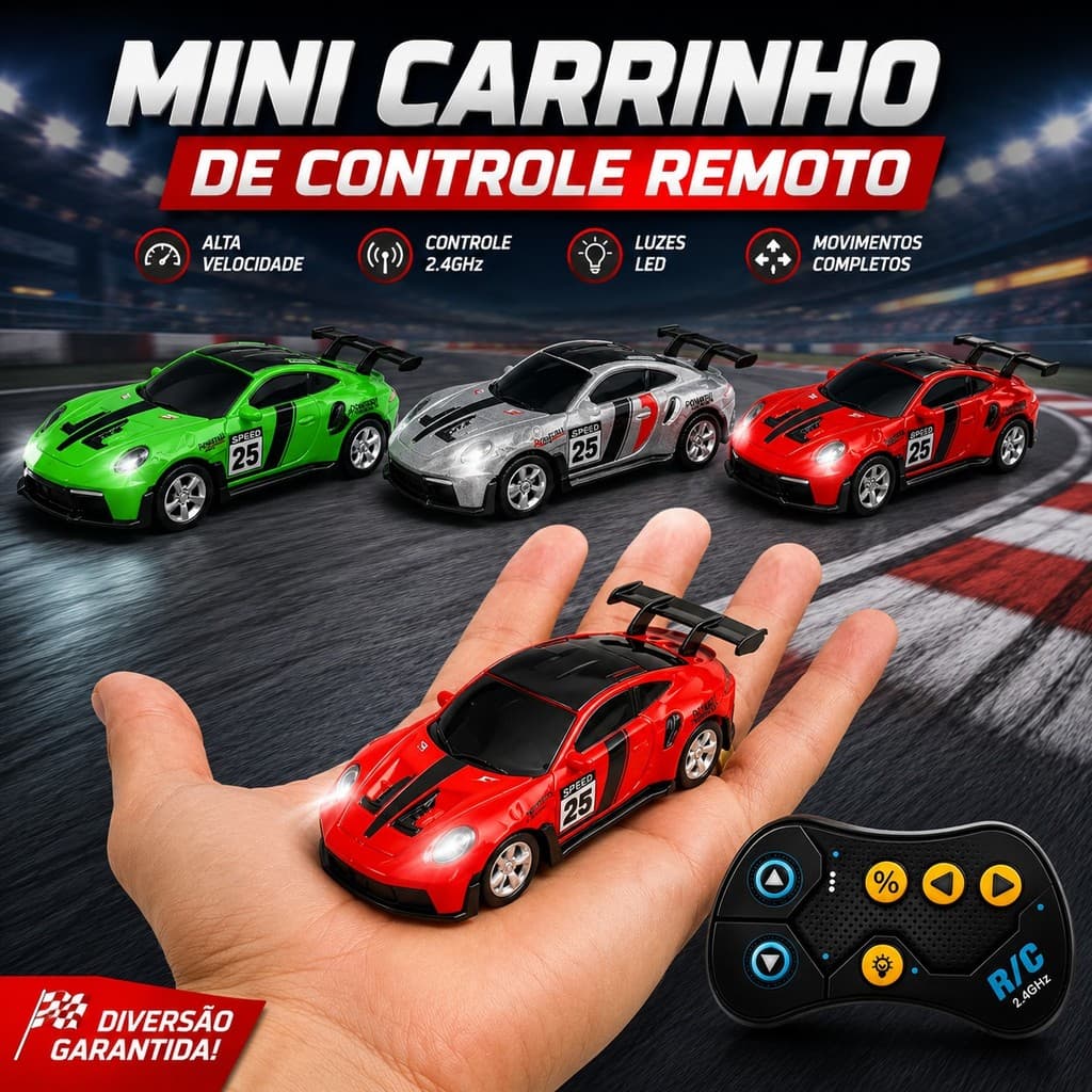 Miniatura carrinho de controle remoto porsche 1/64  8cm