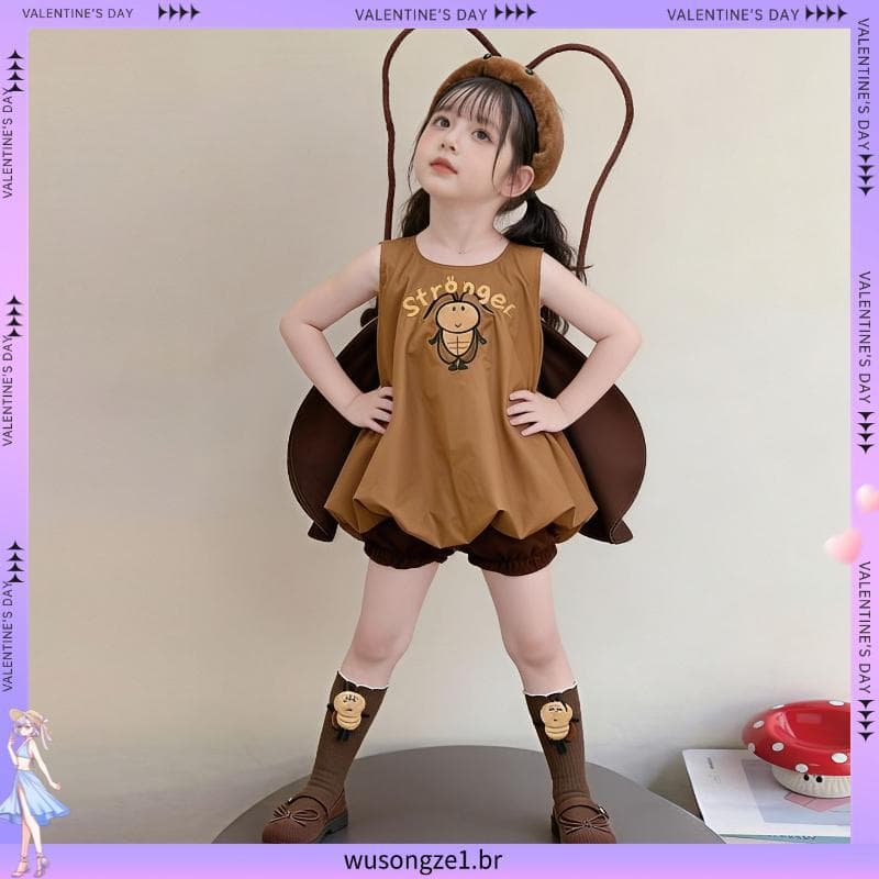 202 6 novo estilo meninas verão criativo barata terno bebê engraçado cosplay roupas crianças dos desenhos animados desem