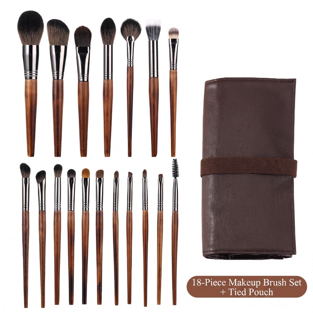 Conjunto de pincéis de maquiagem de 18 lã, base, Blush, destaque, corretivo, sombra, haste longa, conjunto completo de f