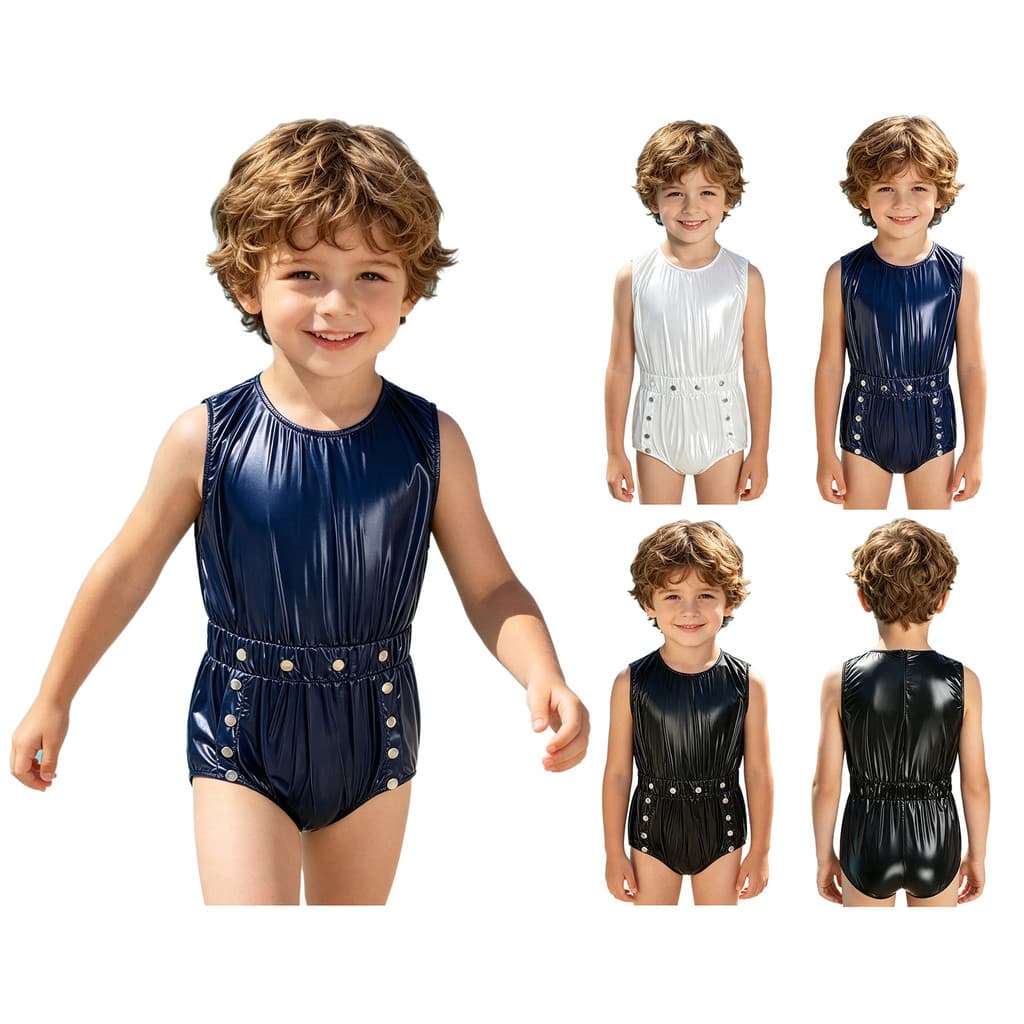 inhzoy Macacão Infantil Adaptativo Para Meninos , Gola Redonda , Sem Mangas , Cintura Elástica , Botões De Pressão , Des
