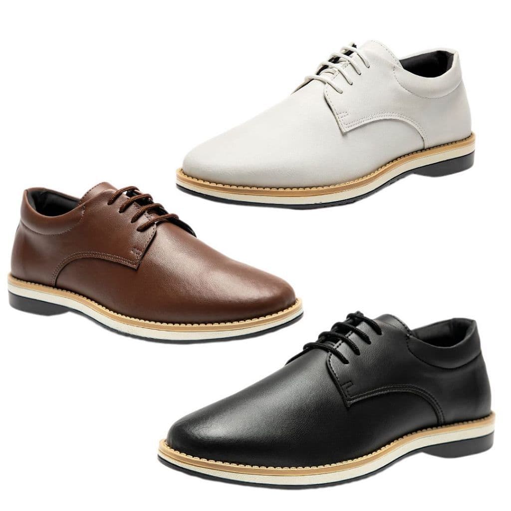 Kit 3 Sapato Casual Masculino Oxford Derby Casual Preto & Marrom Improvizzo Elegância e Modernidade