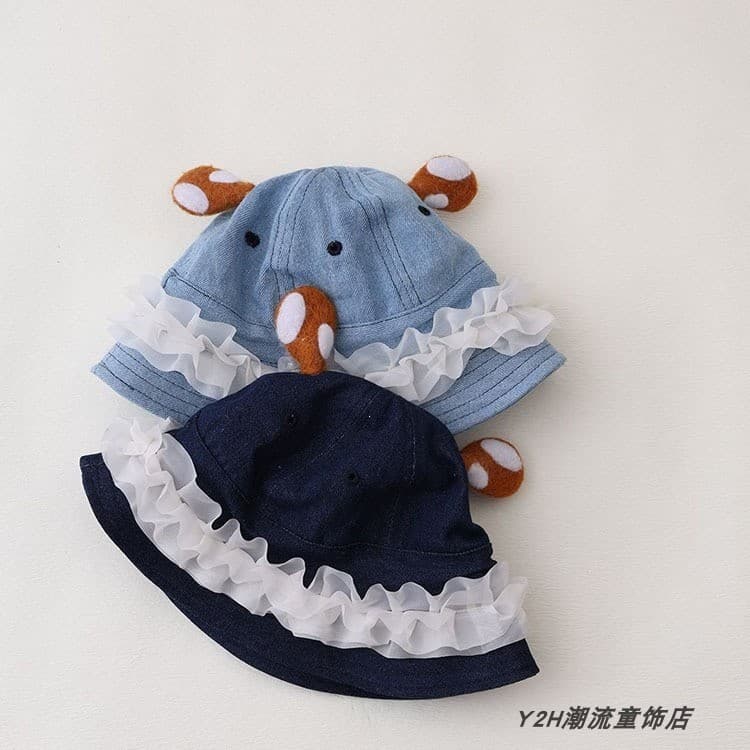 Crianças chapéu de renda Cowboy bacia chapéu pequeno chifres balde chapéu feminino bebê primavera outono pára-sol All-Ma