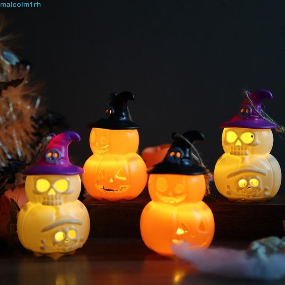 MALCOLM Halloween LED Decor , Brilhante Esqueleto Abóbora Luz Noturna , Quente Lâmpada De Mesa Assustadora