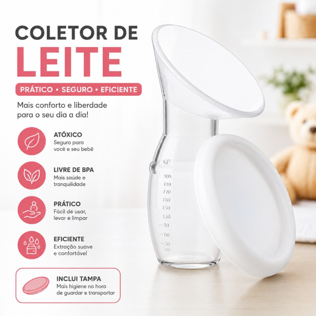 Copo Extrator Coletor De Leite Materno Silicone Atoxico Bpa Free