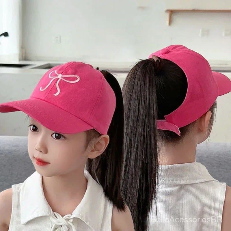 Novos Bonés De Beisebol De Rabo De Cavalo Alto Crianças Meninas Meninos Chapéus De Sol Bowknot Bordado Oco Superiores Pr