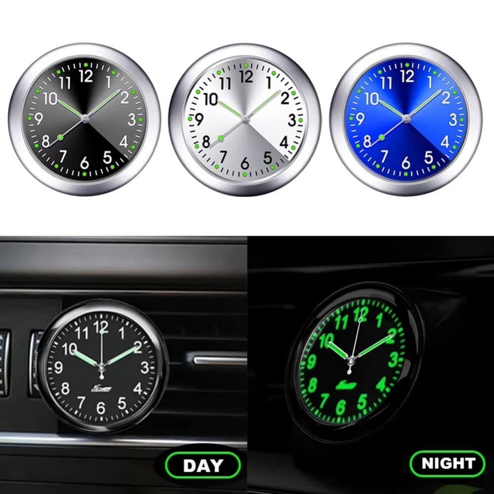 Carro Mini Luminoso Relógio De Automóveis Interno Stick-On Mecânico Relógios De Quartzo Ornamento Automático 40mm Digita