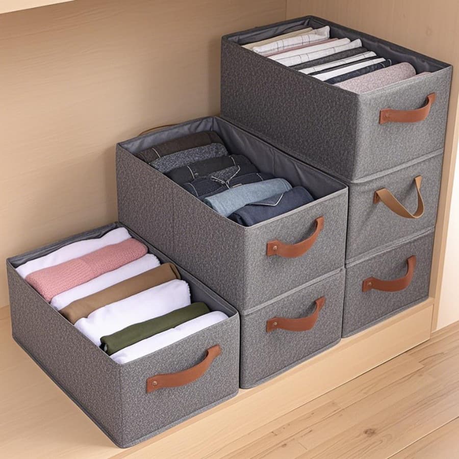 KIT 2/3/4/5 Cesto Organizador de Guarda Roupas Reforçado Caixa para Armazenar Multiuso Rígido
