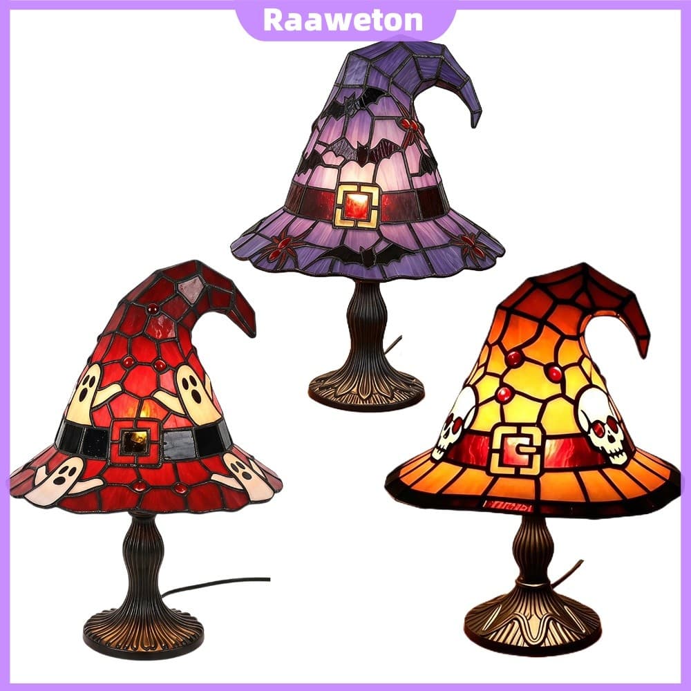 Lâmpada De Chapéu De Bruxa Multifuncional Lâmpadas De Mesa De Halloween Para Estante De Quarto [Raaaweton.br]