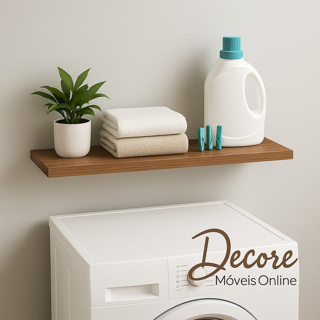 Prateleira MDF Freijó 50x20 cm Decoração Lavanderia Cozinha Banheiro