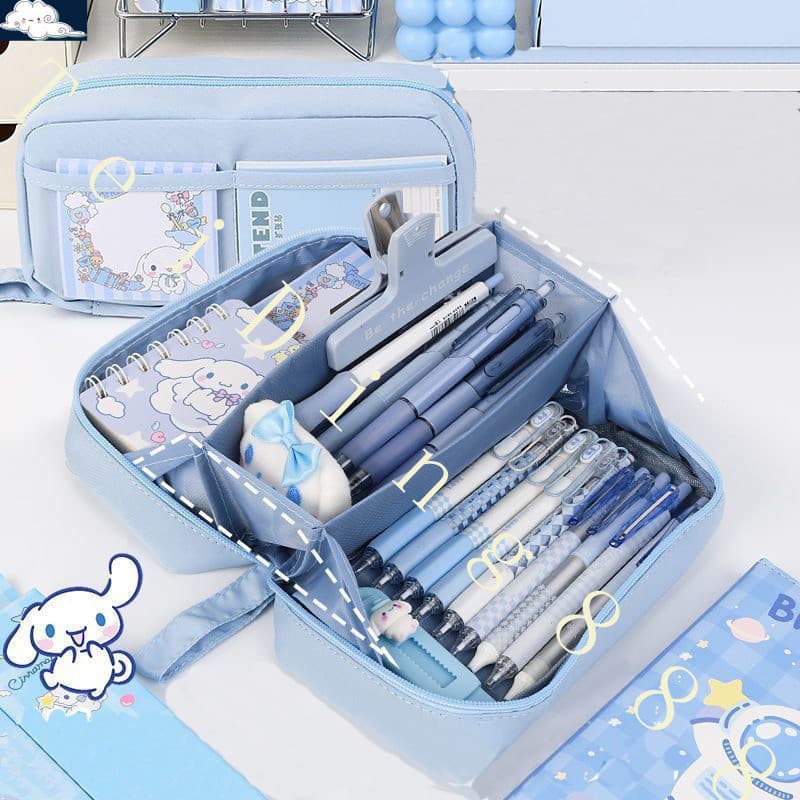 Estojo De Lápis Sanrio Kuromi Melody Cinnamoroll De 5 Camadas Para Crianças Caixa De Grande Capacidade Bolsa Organizador