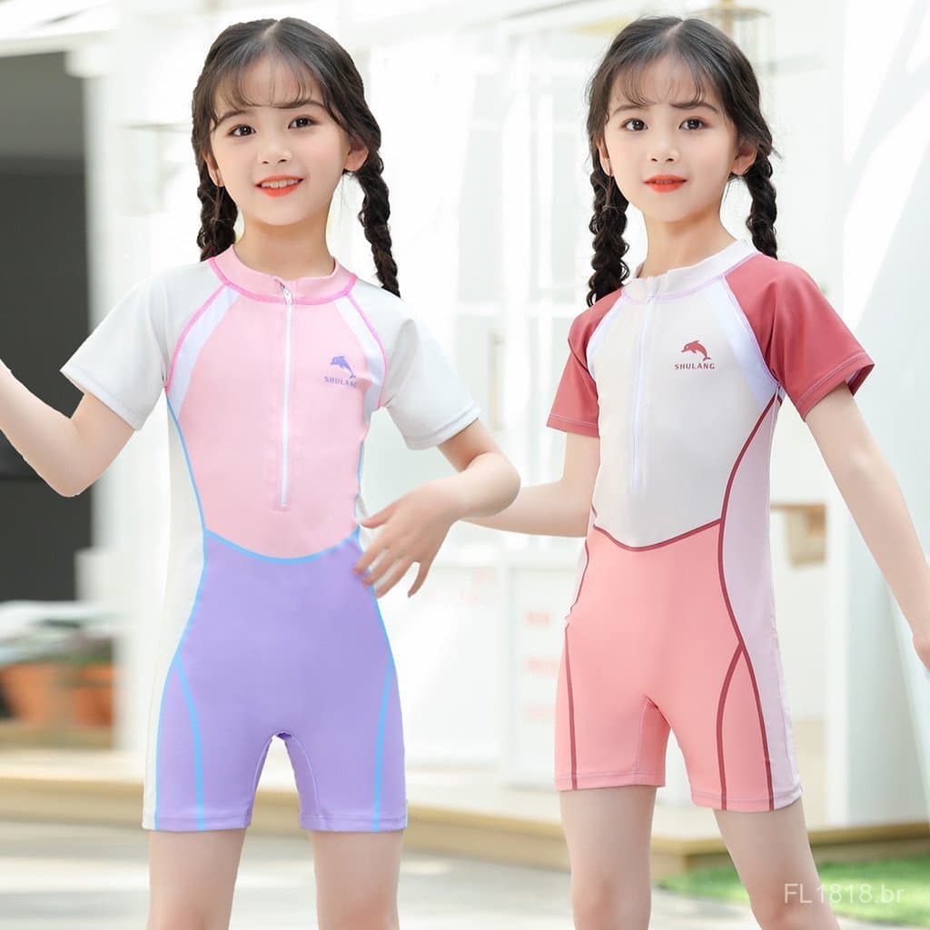 Maiô de uma peça para meninas, maiô infantil de secagem rápida com proteção solar, maiô para bebês, maiô escolar para cr