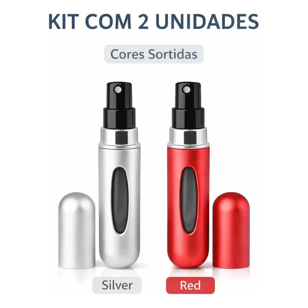 Porta Perfume Recarregável De Bolso Viagem 5ml Refil 2 Un Amostra Mochila