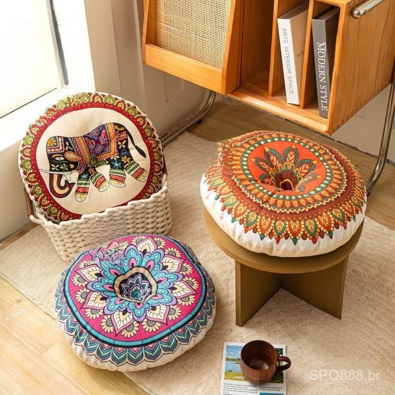 [Scarlett] Travesseiro Estilo Étnico Retrô Sofá Sala De Estar Almofada Leve Tatami Futon De Apoio De Cintura Redonda [Pr