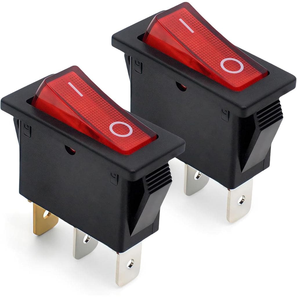 (2 unidades) Interruptor de Aquecedor 120927-24, Interruptor Basculante Iluminado Liga/Desliga 120V 3 Pinos 20A 125VAC,