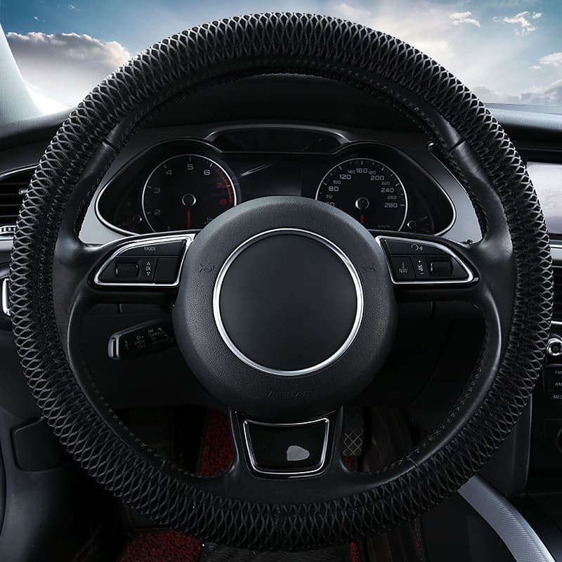 Capa de volante do carro verão respirável malha de seda gelo sem anel interno capa quatro estações Universal antiderrapa