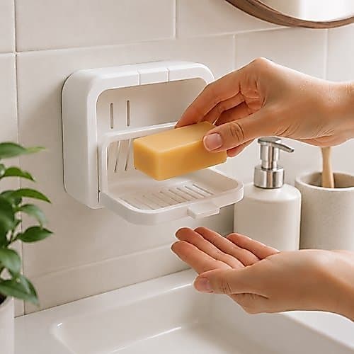 Suporte Saboneteira Tampa Higienica Banheiro Organização Resistente Branca