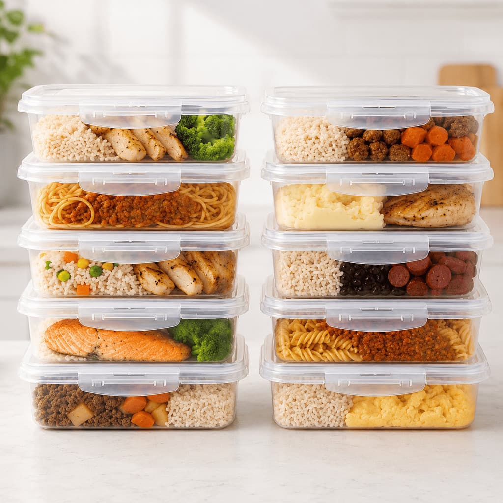 Kit Potes Herméticos 700ml com Tampa Trava Plástico Transparente Organizador de Alimentos – 5, 10 ou 12 Unidades