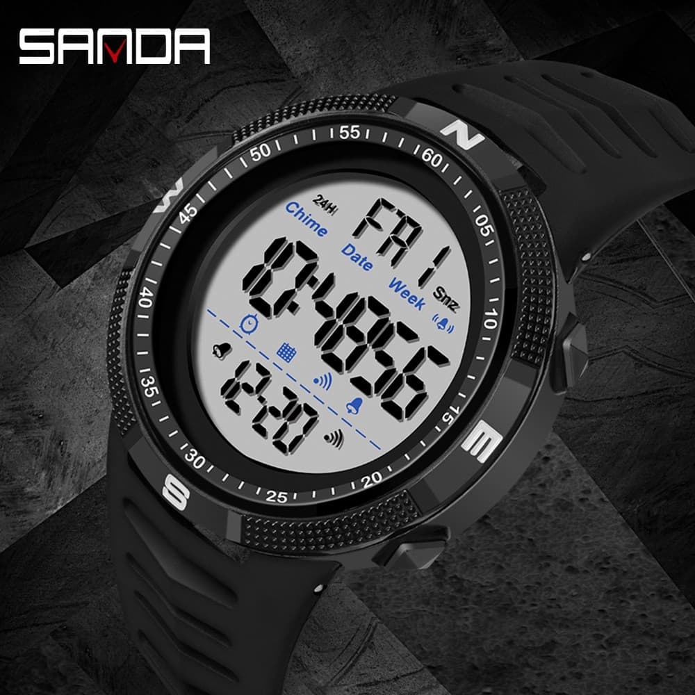 SANDA Cronógrafo Masculino À Prova D 'Água Adequado para Moda Masculina Relógio Esportivo Display LED Relógio Feminino