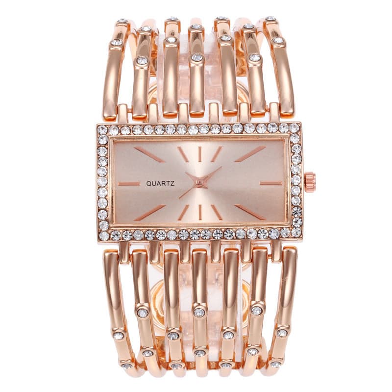 Relógio de pulso feminino elegante e moderno com pulseira de aço e incrustações de diamantes, relógio feminino de quartz