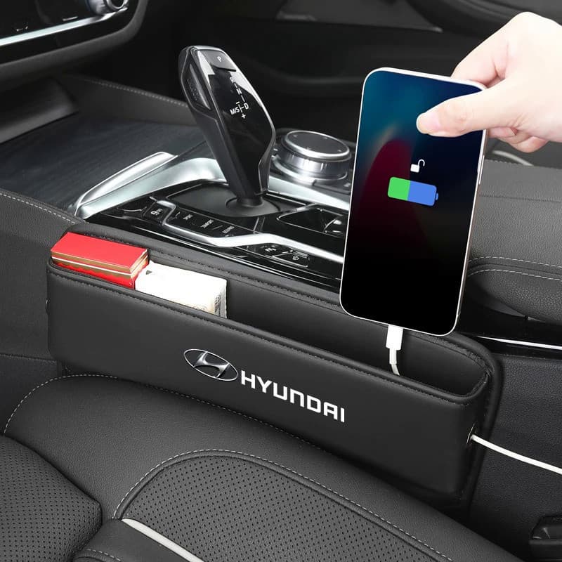 Organizador de Couro para Espaço entre Assentos de Carro, Bolsa de Armazenamento para Fenda do Assento, Acessórios Inter