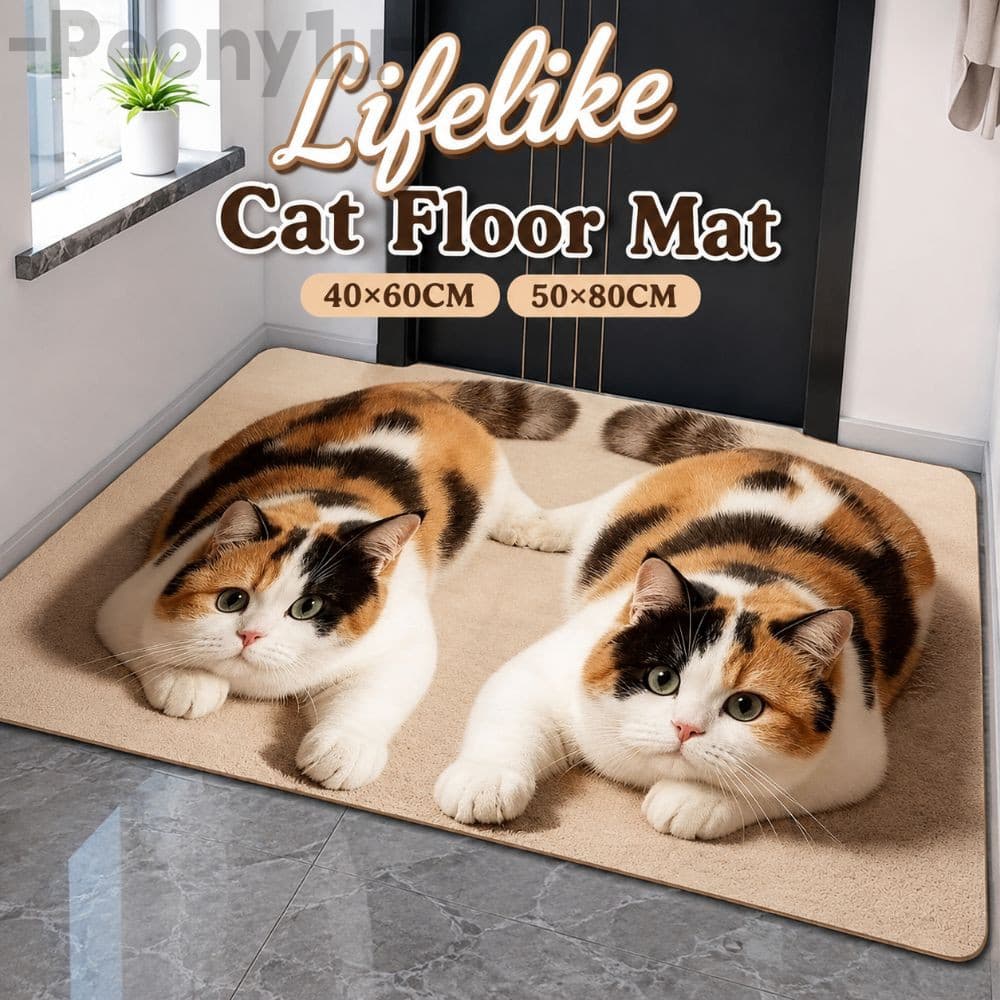 Tapete De Banheiro PEONY , Antiderrapante | Chão Realista Para Gato , Lavável Porta De Quarto De 4060cm 50-80CM