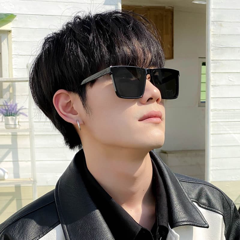 Óculos de sol masculino na moda High-End versão coreana quadro quadrado grande rosto óculos Retro condução dedicado quad