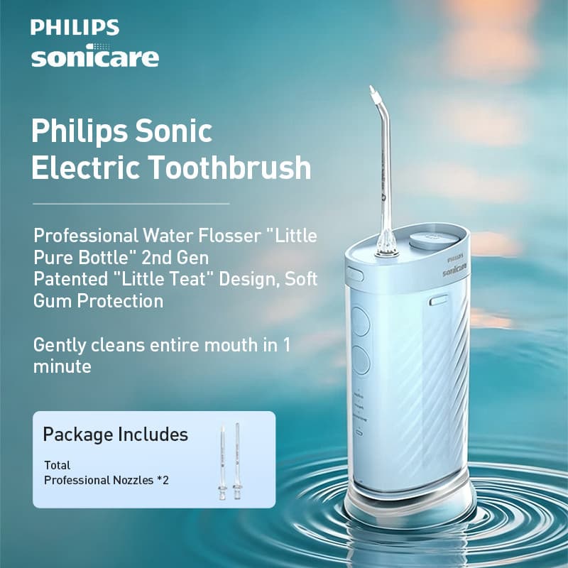 Philips HX3333 Flosser De Água Portátil Pequena Garrafa Pura Carregamento USB 3 Modos Temporizador De 4 Zonas Irrigador