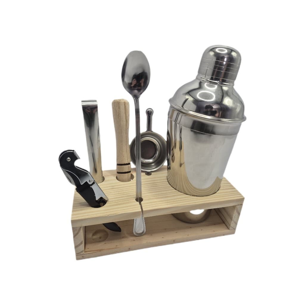 kit coqueteleira profissional 7 pçs dosador abridor garrafas socador pegador gelo