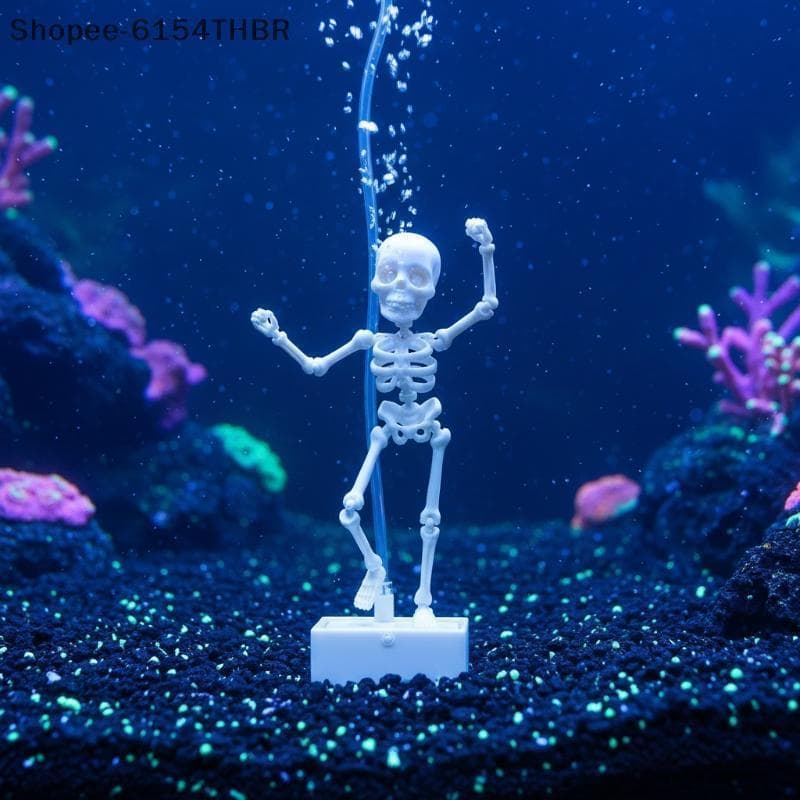 [RG] 1 Unidade Impressa Em 3D Esqueleto De Dança Ornamento De Aquário Bomba De Ar Decoração De Tanque De Peixes Acessóri