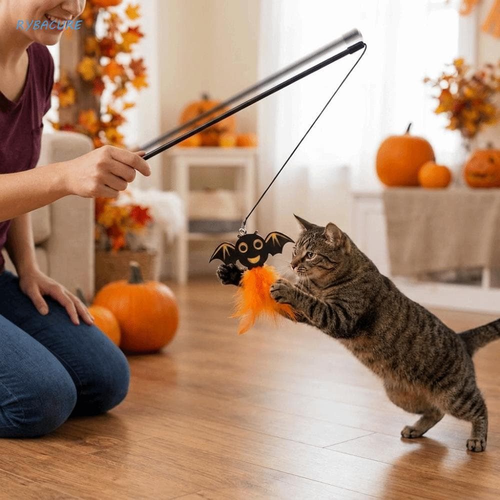 3 Peças De Brinquedos Para Gatos De Halloween , Haste De Plástico Estilo Brinquedo De Varinha De Gato Jogo Interativo