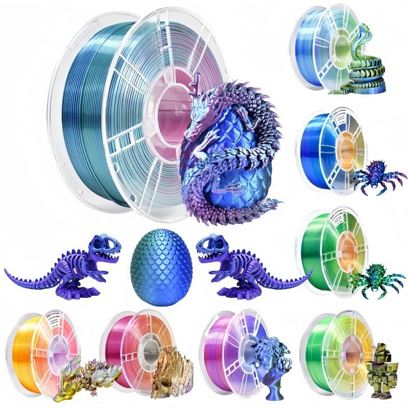4Pcs Filamento PLA Premium Três Cores 1Kg 1,75mm Alta Qualidade Profissional para Impressora 3D FDM, Diversas Cores