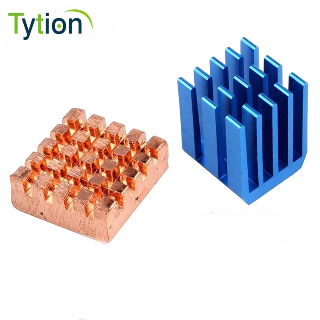 Raspberry Pie 2B 3/3B + Pacote de resfriamento Conjunto de 2 peças de cobre puro e alumínio azul Radiador North South Br