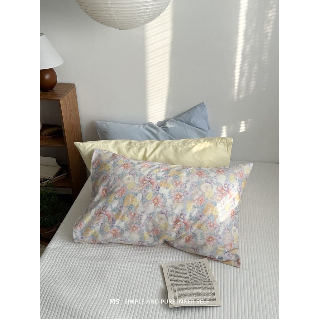 Estilo coreano fresco Floral cor sólida único produto combinando algodão puro fronha par pacote único 48x74cm fronha