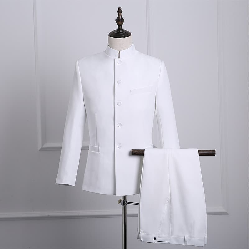 Preto gola alta estilo chinês cerimonial masculino anfitrião coro vestido chinês montanha traje masculino traje étnico d