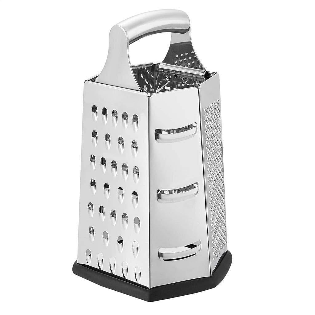 Ralador de Queijo Hexagonal de Aço Inoxidável Resistente Basics, Ralador de 6 Lados com Base Antiderrapante, 22,9 cm, Pr