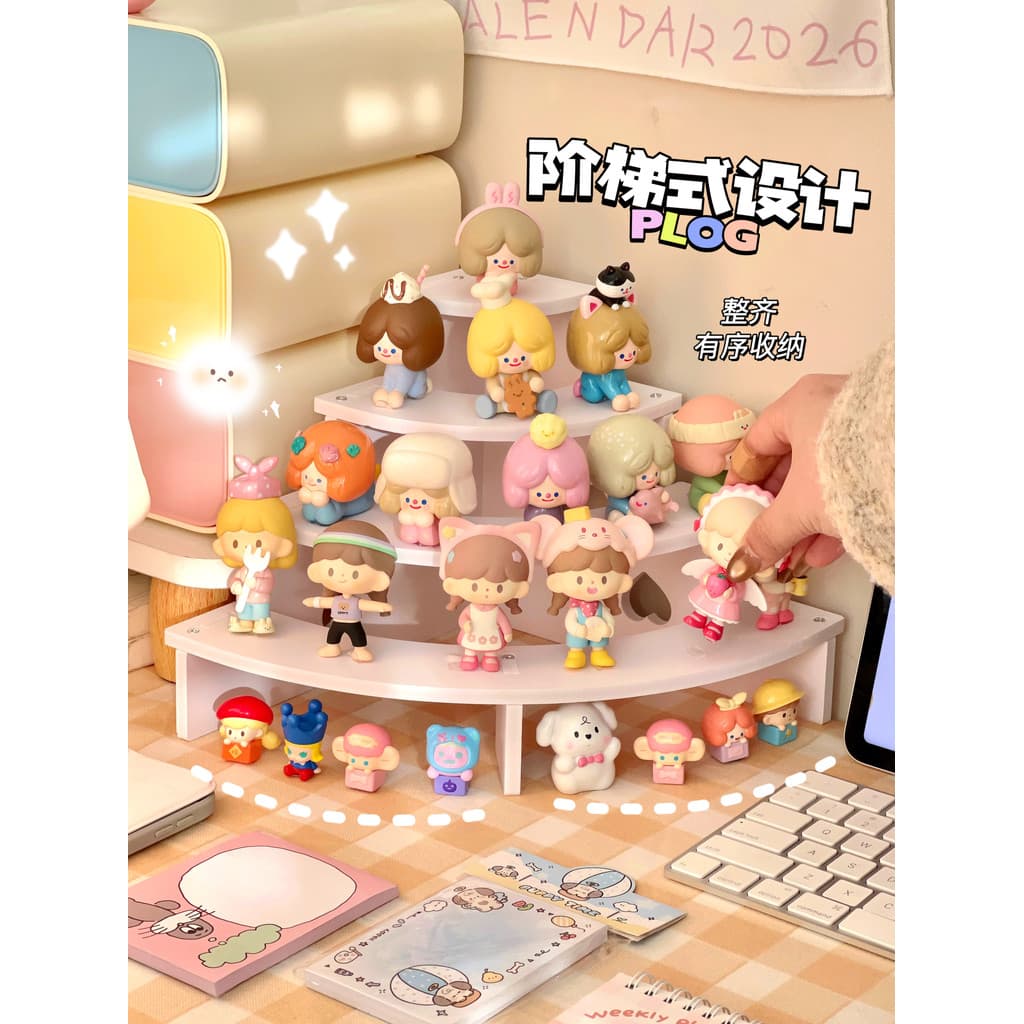 Simples Desktop feito à mão caixa misteriosa expositor ins estilo Multi-camada escada boneca ornamentos periféricos Rack