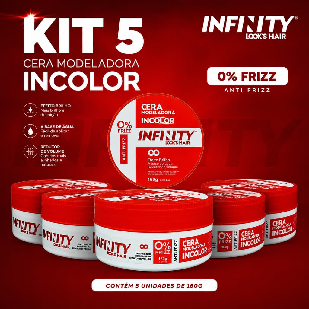 Kit 5 Pomada Modeladora Infinity 160g - Envio 24h