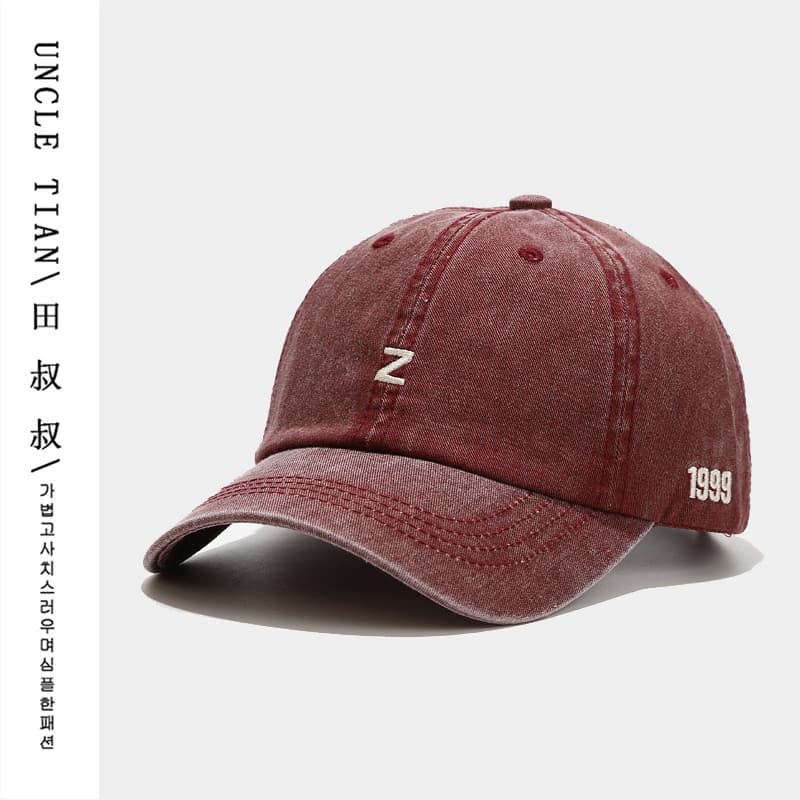Estilo americano lavado Retro Z carta bordado chapéu de beisebol masculino 2026 novo estilo angustiado grande circunferê