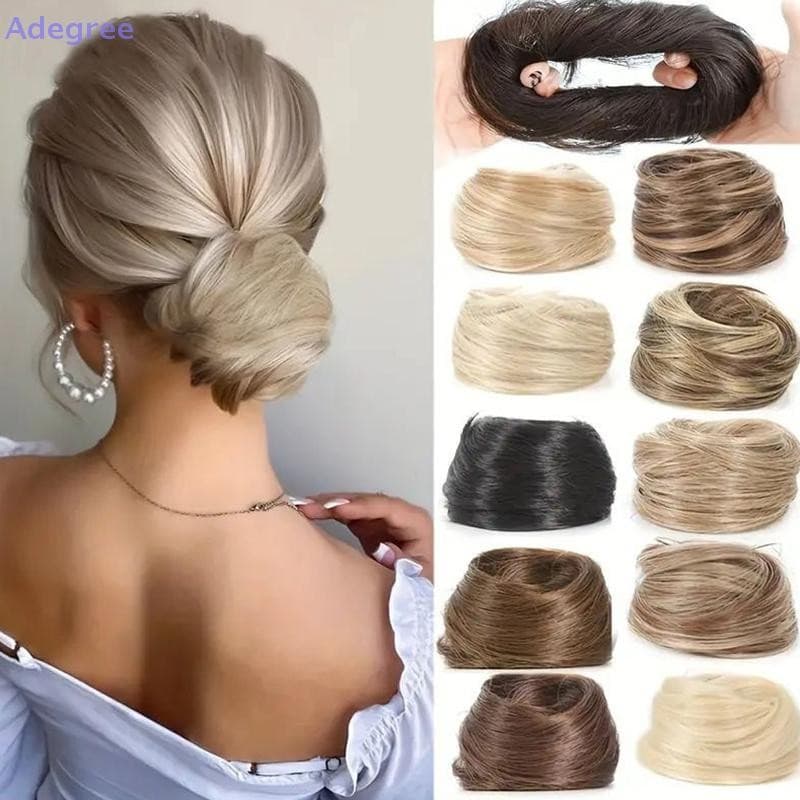 Adegree Cabelo Sintético Multicolorido, Extensão de Cabelo em Coque Elástico com Presilha, Rabo de Cavalo Natural B1EL