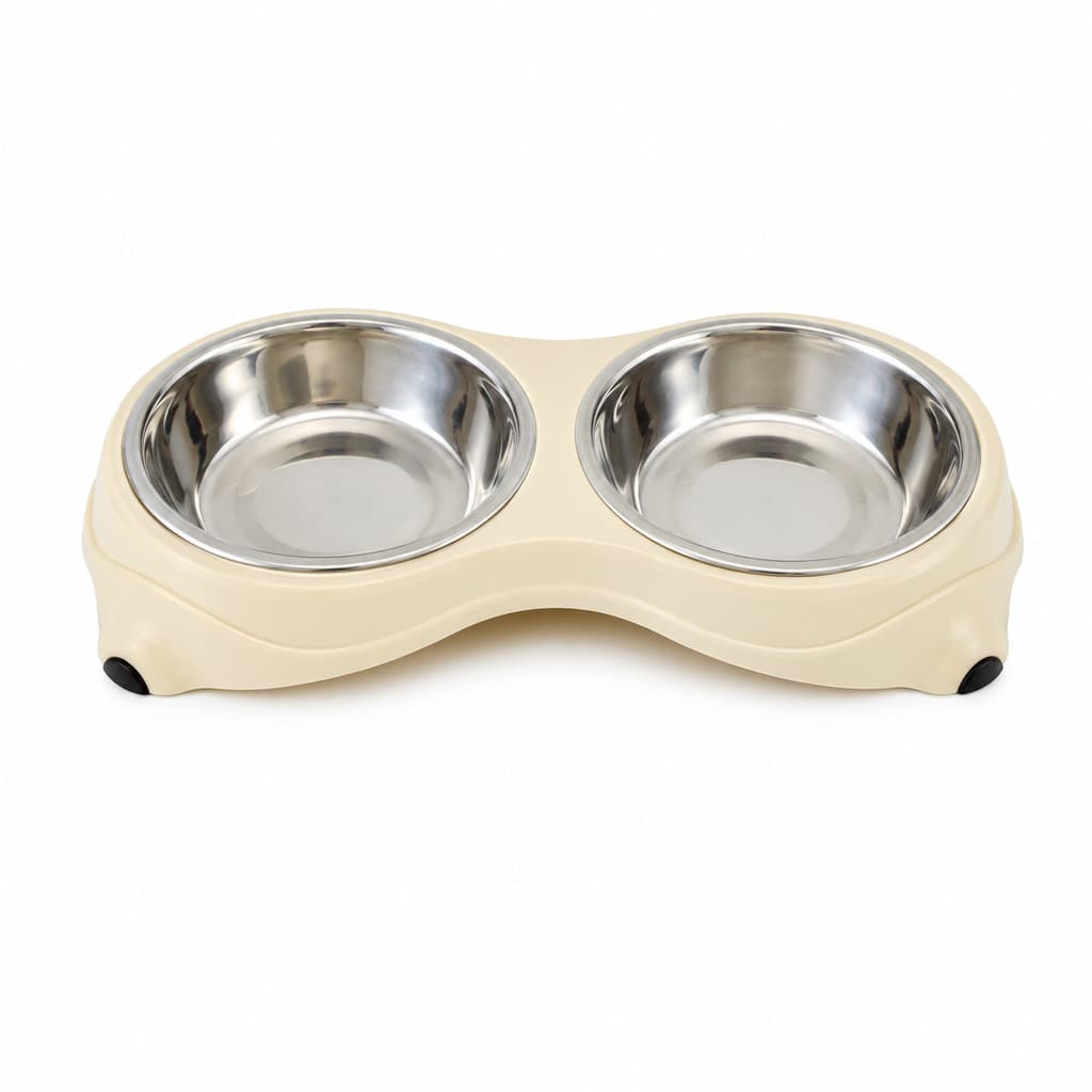 Comedouro Bebedouro Pet Duplo para Cães e Gatos com 2 Tigelas de Aço Inox Removíveis