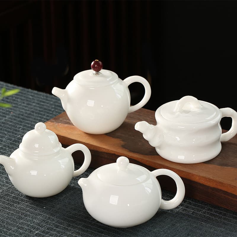 Bule de porcelana branca Dehua feito de jade de gordura de carneiro, conjunto de chá kung fu de cerâmica para uso domést