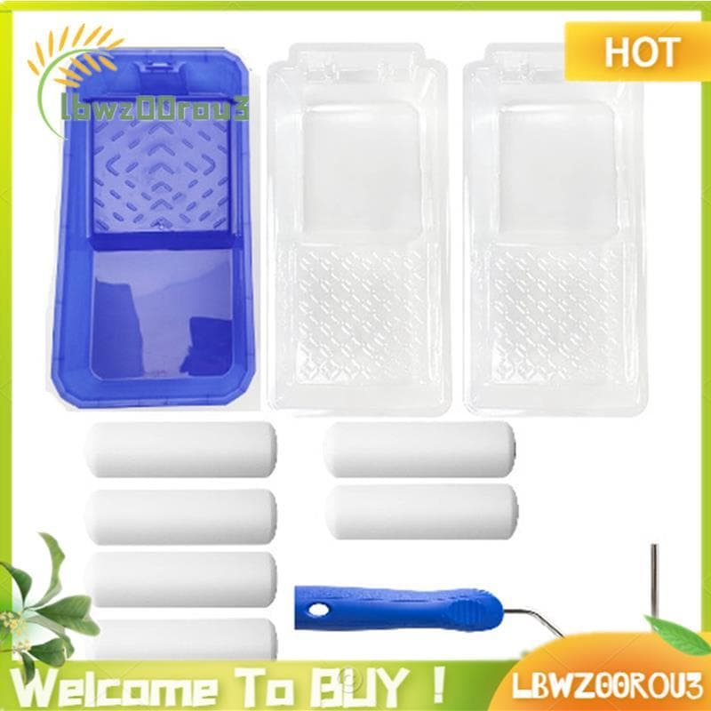 Conjunto De Bandeja De Pintura Mini Rolos De 4 Polegadas , Forros De Panela Descartáveis , Pequenas Bandejas E Alças Erg