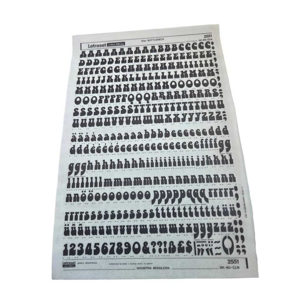 Letraset 25 X 38 cm Letras Adesivas Ref. 2551 Altura 13.8 mm