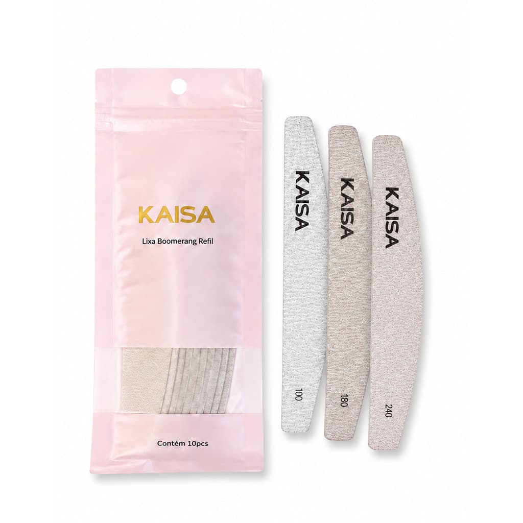 Pacote com 10 Lixas Eco KAISA Bumerangue - Refil Adesivo